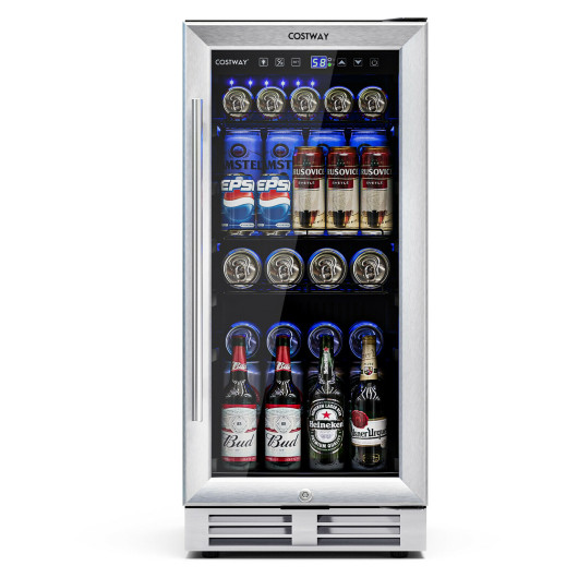 15 Inch 100 Can Built-in Freestanding Beverage Cooler Silver - Image 7