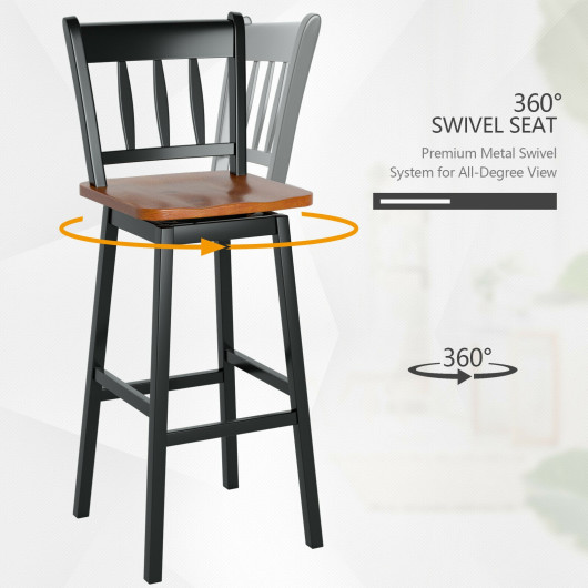 30.5 Inch Swivel Bar Stools with Backrests and Footrests (Set of 2) - Image 5