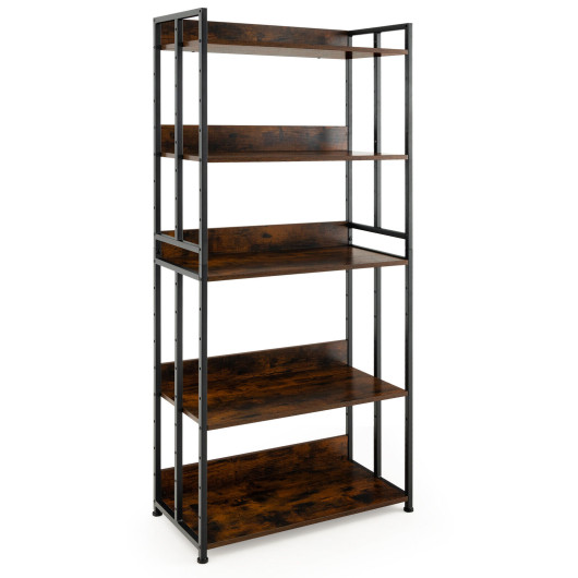 Industrial 5-Tier Adjustable Bookshelf and Display Rack