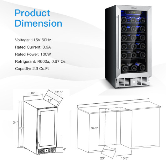15 Inch Wine and Beverage Cooler with Temperature Memory - Image 4