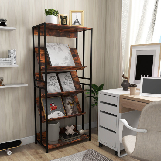 Industrial 5-Tier Adjustable Bookshelf and Display Rack