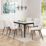 White Faux Leather Dining Chair with Walnut Legs (Set of 2)