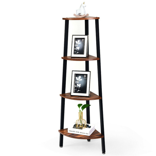 Industrial 4 Tier Corner Shelf Space-Saving Metal Storage Rack - Image 7