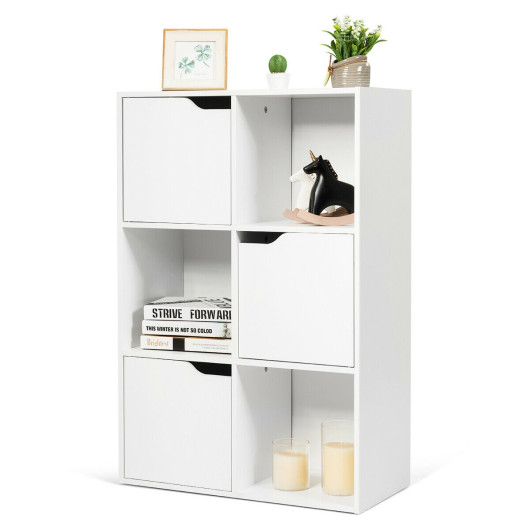 Modern 6-Cube Storage Cabinet with Open and Enclosed Shelves