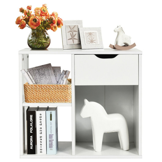 Modern 2-Tier Wooden Side Table with Drawer and Shelves - Image 7