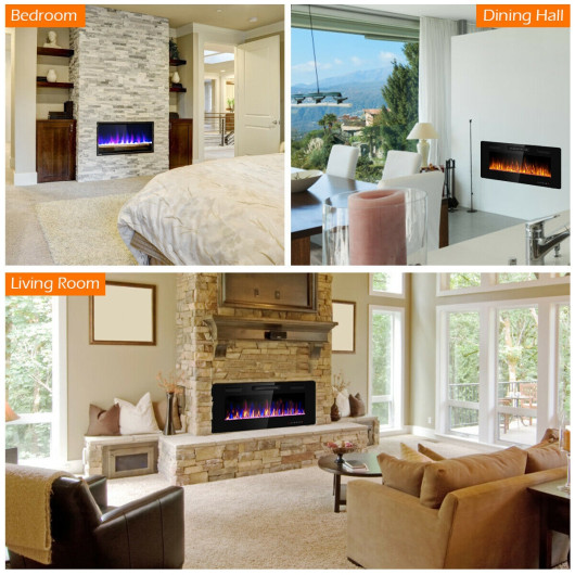 42 Inch Ultra Thin Electric Fireplace with Timer and Remote