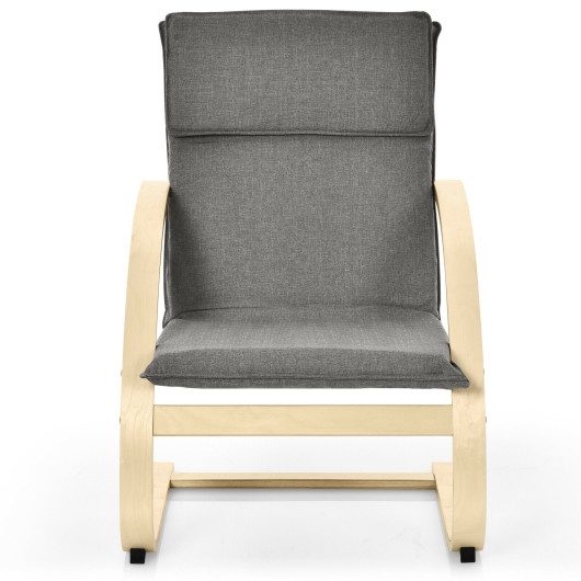 Gray Modern Bentwood Lounge Chair with Cushion and Linen Fabric