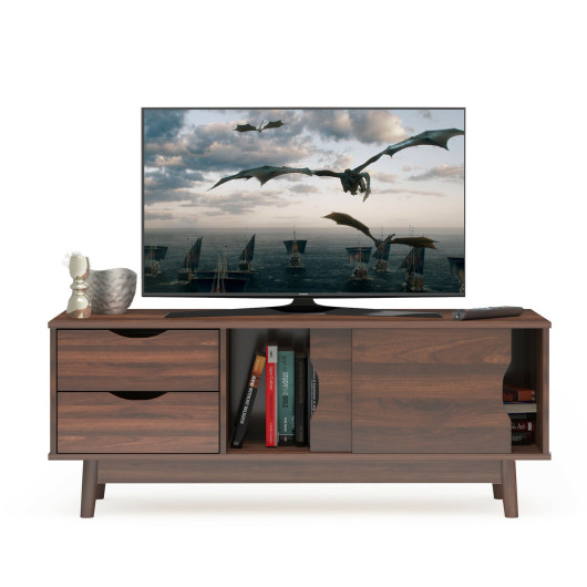 Walnut TV Stand with Storage for TVs up to 60 Inches