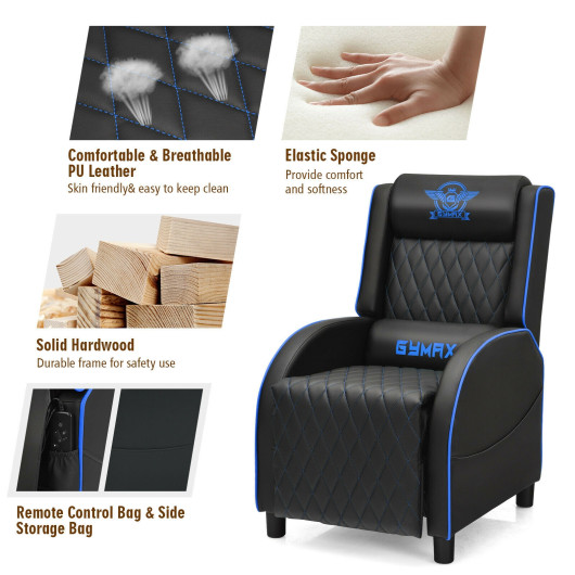 Massage Recliner Chair with Adjustable Backrest for Home Theater Blue