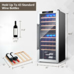 Dual Zone Wine Cooler Refrigerator with 8 Shelves (43 Bottles)