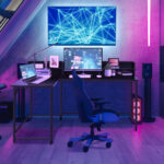 L-Shaped Computer Desk with Hutch and Bookshelf for Offices