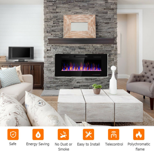 42 Inch Ultra Thin Electric Fireplace with Timer and Remote