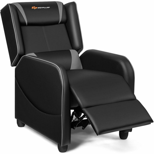 Gray Adjustable Massage Gaming Recliner Chair with Footrest and Storage