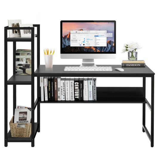59-Inch Computer Desk with 4-Tier Shelves for Home Office
