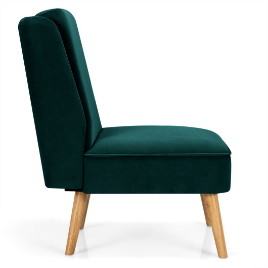 Velvet Armless Accent Chair with Rubber Wood Legs - Image 7