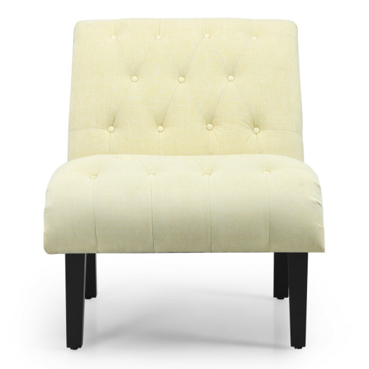 Cotton Linen Fabric Armless Accent Chair with Adjustable Foot Pads - Image 7