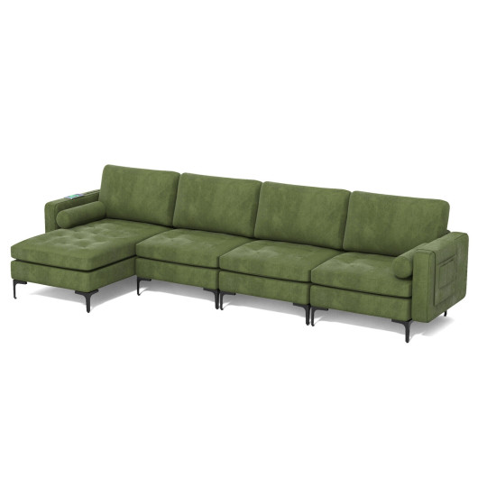 Modular L Shaped Sectional Sofa with Storage and USB Ports