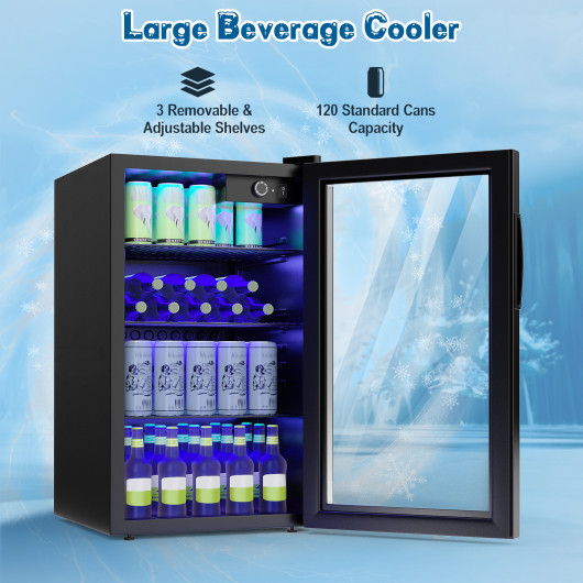 120 Can Beverage Cooler with Glass Door and LED Light - Image 6