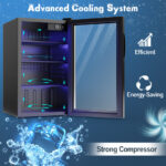 120 Can Beverage Cooler with Glass Door and LED Light