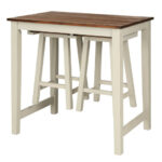 Space-Saving Counter Height Pub Table with 2 Stools (Set of 3)