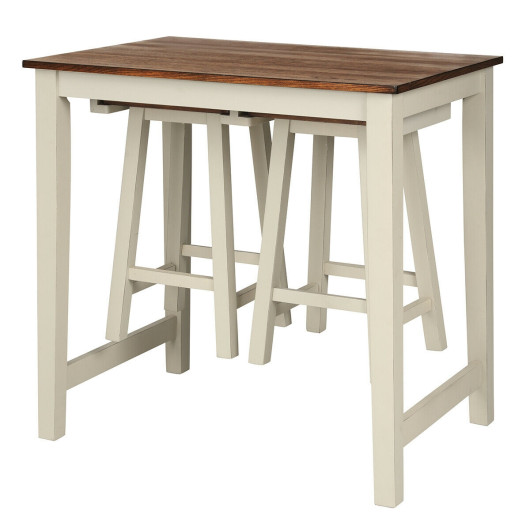 Space-Saving Counter Height Pub Table with 2 Stools (Set of 3) - Image 7