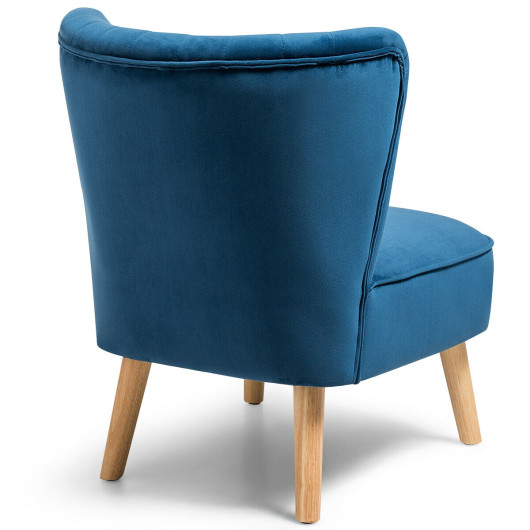Velvet Upholstered Armless Chair with Wood Legs for Living Spaces