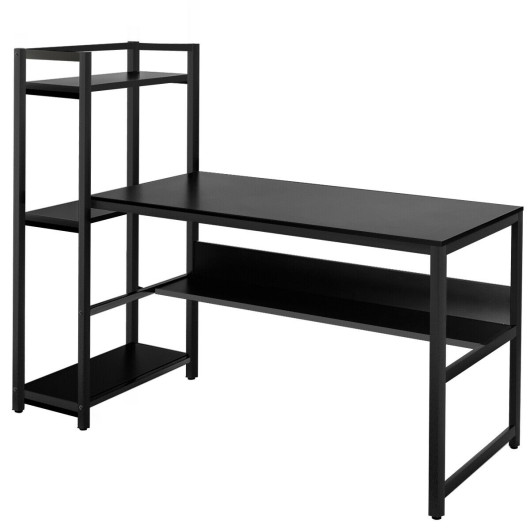 59-Inch Computer Desk with 4-Tier Shelves for Home Office