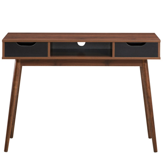 Modern Computer Desk with Drawers, Shelf, and Solid Wood Legs - Image 4