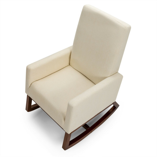 Rocking Upholstered Lounge Armchair with High Back and Side Pocket - Image 4
