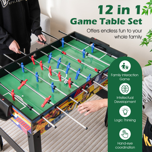 12-in-1 Space-Saving Multi-Game Table with Foosball and More