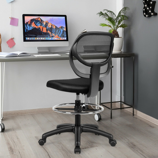 Ergonomic Adjustable Height Mesh Office Chair with Footrest