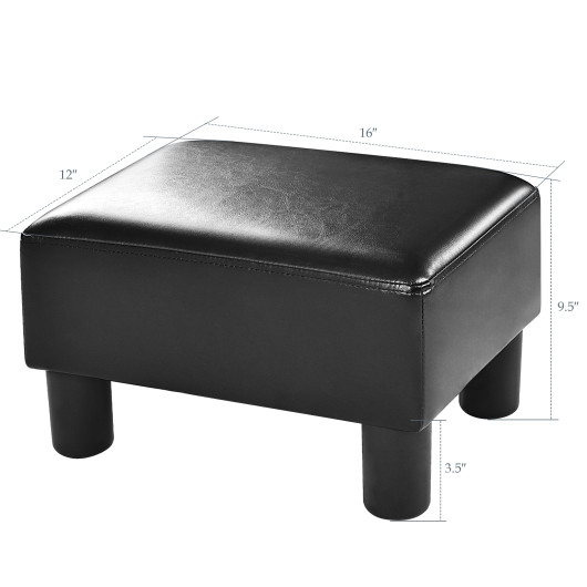 PU Leather Rectangular Ottoman Footstool with Sturdy Wood Frame