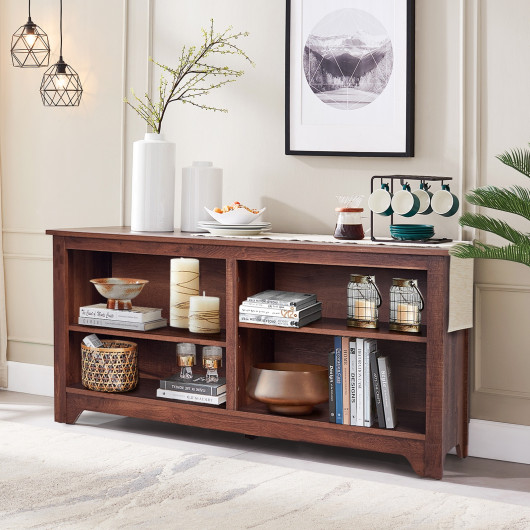 58 Inch Modern TV Stand with Adjustable Storage Shelves