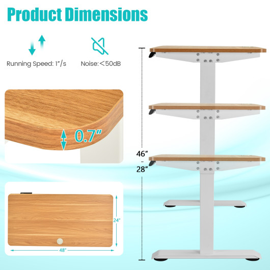Adjustable Electric Standing Desk with Memory and Spacious Tabletop