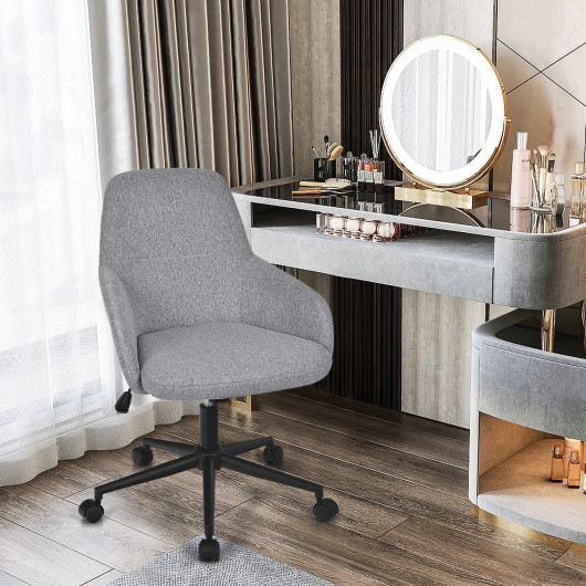 Ergonomic Gray Linen Office Chair with Adjustable Height and Rocking Back