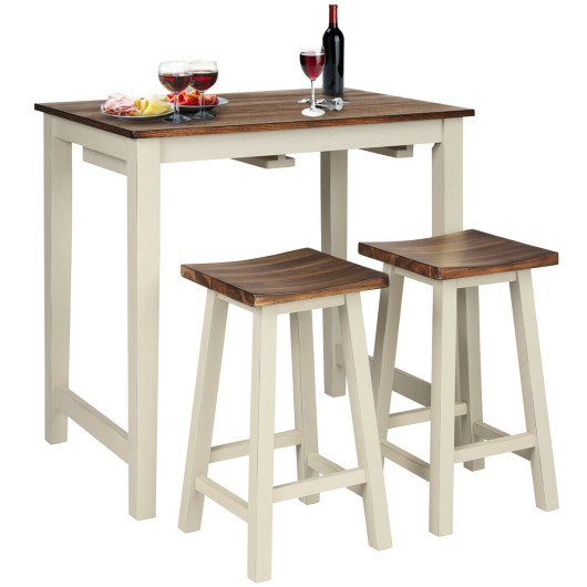Space-Saving Counter Height Pub Table with 2 Stools (Set of 3) - Image 4