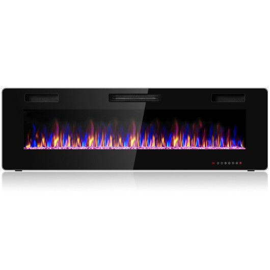 60 Inch Wall-Mounted Electric Fireplace with Adjustable Flame Settings