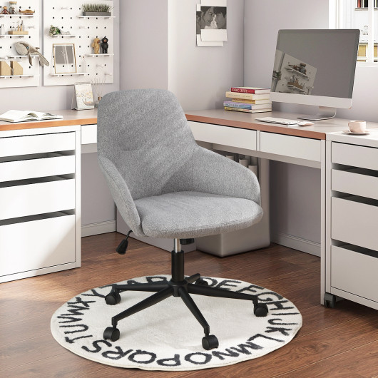 Ergonomic Gray Linen Office Chair with Adjustable Height and Rocking Back