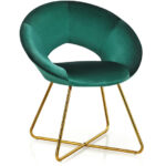Velvet Accent Chair with Gold Legs and Ergonomic Design