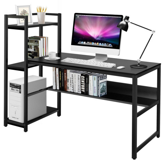 59-Inch Computer Desk with 4-Tier Shelves for Home Office