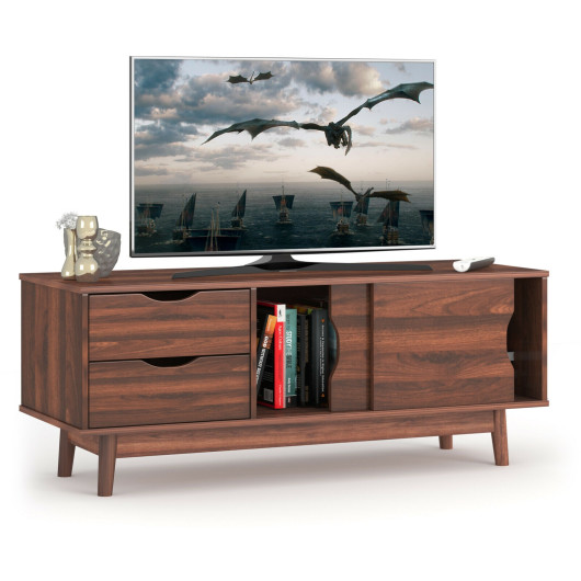 Walnut TV Stand with Storage for TVs up to 60 Inches