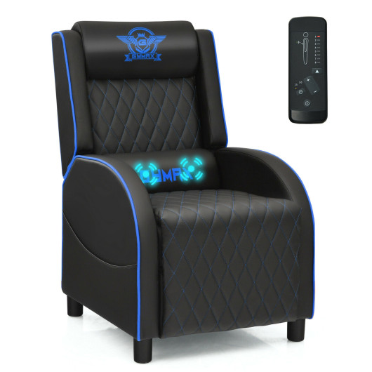Massage Recliner Chair with Adjustable Backrest for Home Theater Blue
