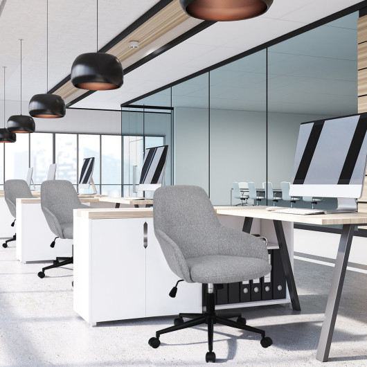 Ergonomic Gray Linen Office Chair with Adjustable Height and Rocking Back