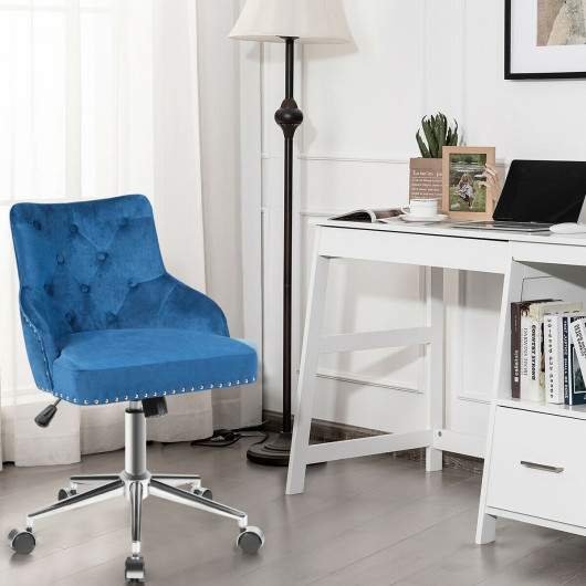Velvet Tufted Swivel Office Chair with Adjustable Height