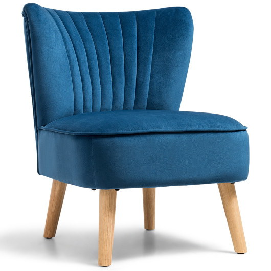 Velvet Upholstered Armless Chair with Wood Legs for Living Spaces