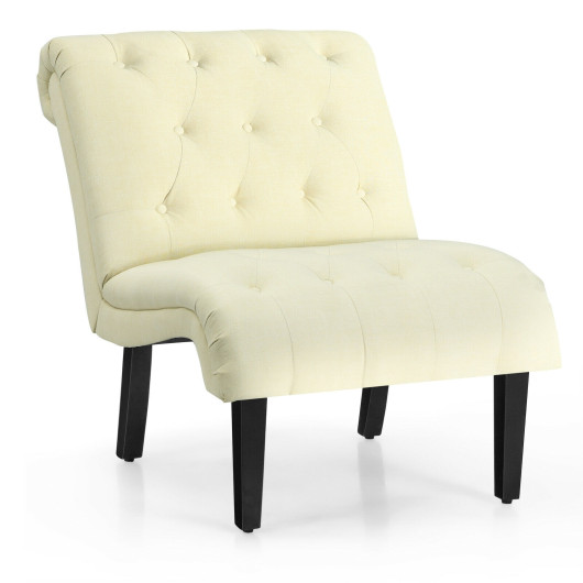Cotton Linen Fabric Armless Accent Chair with Adjustable Foot Pads - Image 3