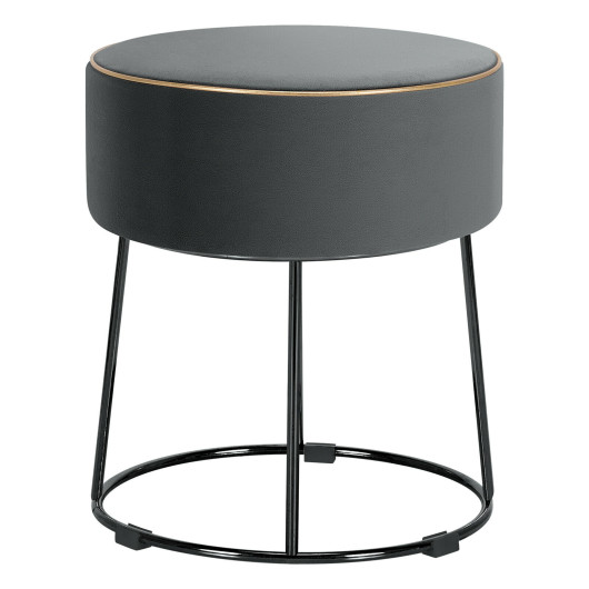 Velvet Round Ottoman Stool with Non-Slip Pads for Living Room