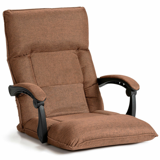 Adjustable 14-Position Floor Sofa Chair with Armrests and Pillow - Image 3