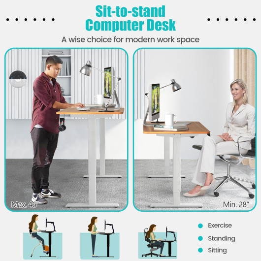Adjustable Electric Standing Desk with Memory and Spacious Tabletop