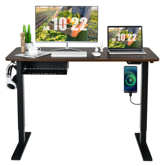 Electric Height Adjustable Sit to Stand Desk with USB Port